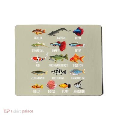 Freshwater Fish Species Chart Aquarium River Fish Guide Mousepad