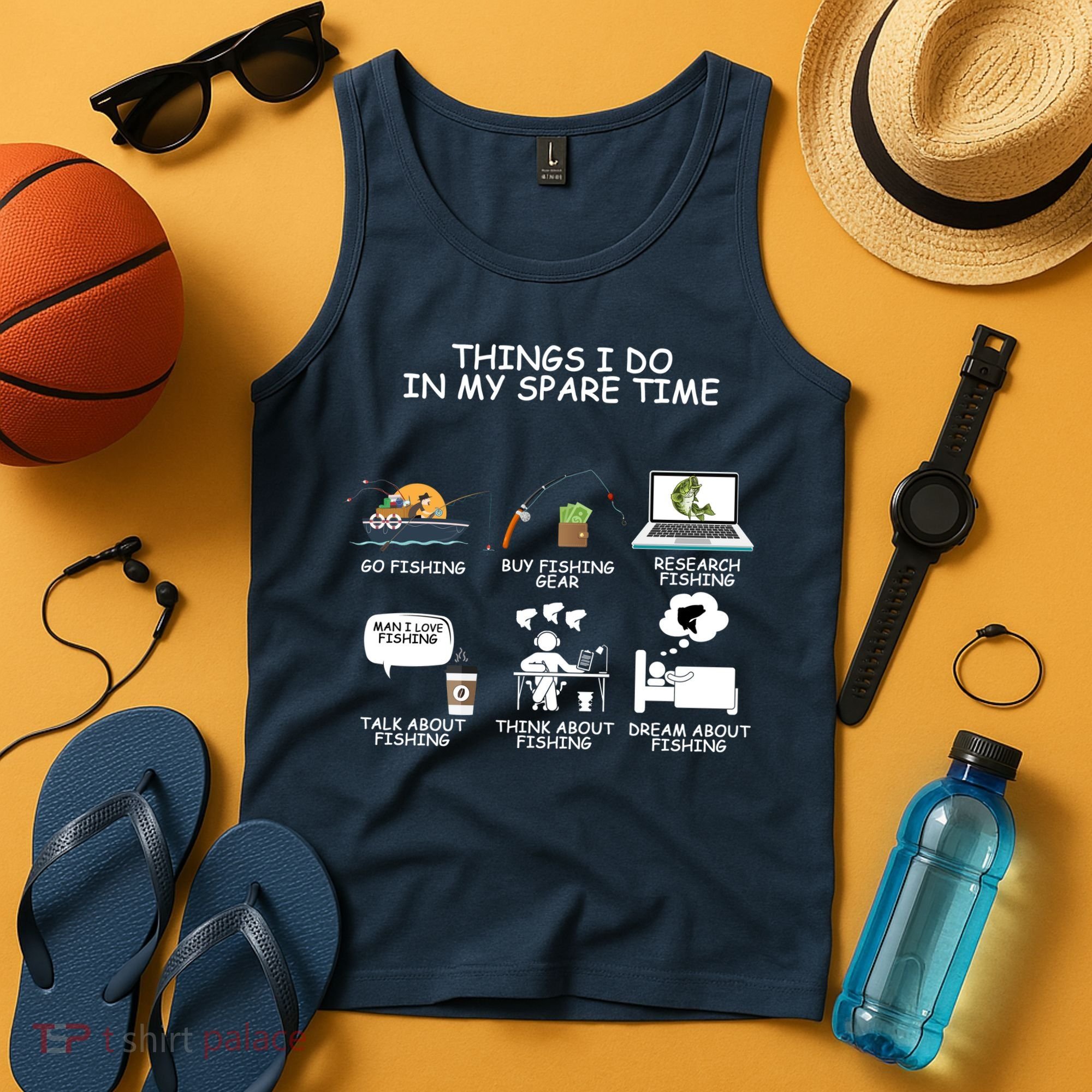 Funny Fishing Shirt Things I Do In My Spare Time Tank Top