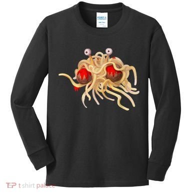FSM Flying Spaghetti Monster Funny Pastafarian Atheist Kids Long Sleeve Shirt