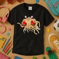 FSM Flying Spaghetti Monster Funny Pastafarian Atheist Kids T-Shirt thumb 3