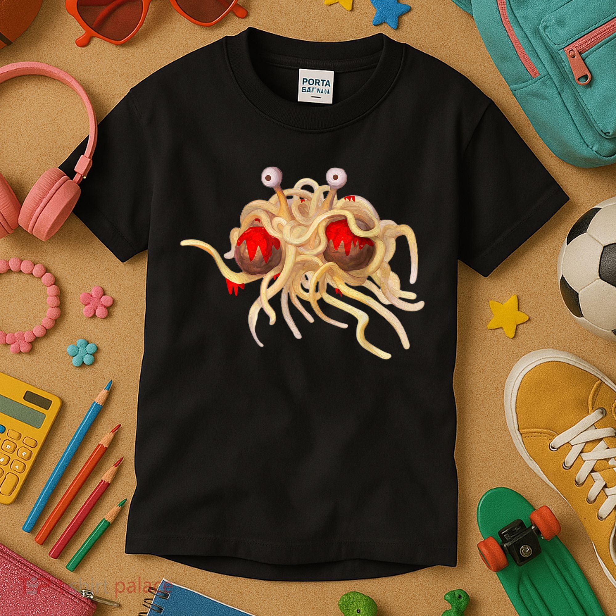 FSM Flying Spaghetti Monster Funny Pastafarian Atheist Kids T-Shirt