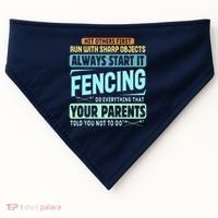 Funny Fencing Sport Pun USA-Made Doggie Bandana thumb 0