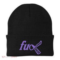 Funny Fuck Stomach Cancer Awareness Ribbon Gifts Beanie thumb 0