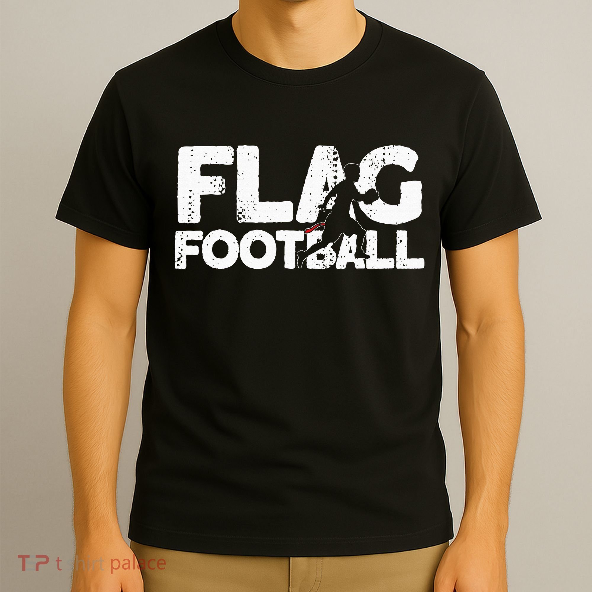 Flag Football Silhouette On Flag Football T-Shirt