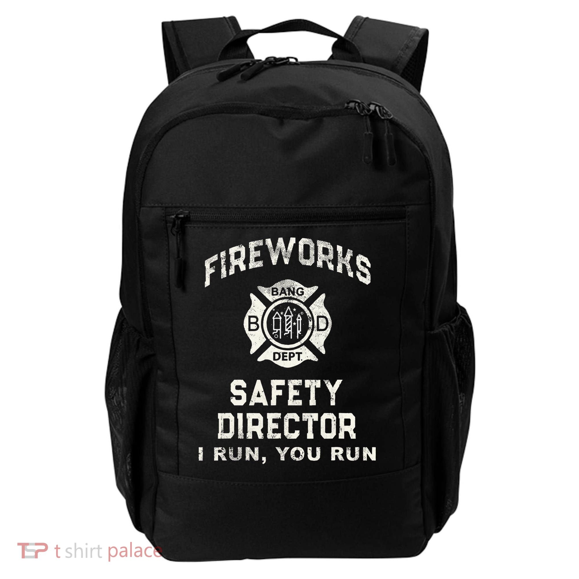 Funny FIREWORKS SAFETY DIRECTOR Firefighter America Red Pyro Backpack