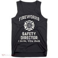 Funny FIREWORKS SAFETY DIRECTOR Firefighter America Red Pyro Tank Top thumb 0