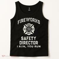 Funny FIREWORKS SAFETY DIRECTOR Firefighter America Red Pyro Tank Top thumb 2