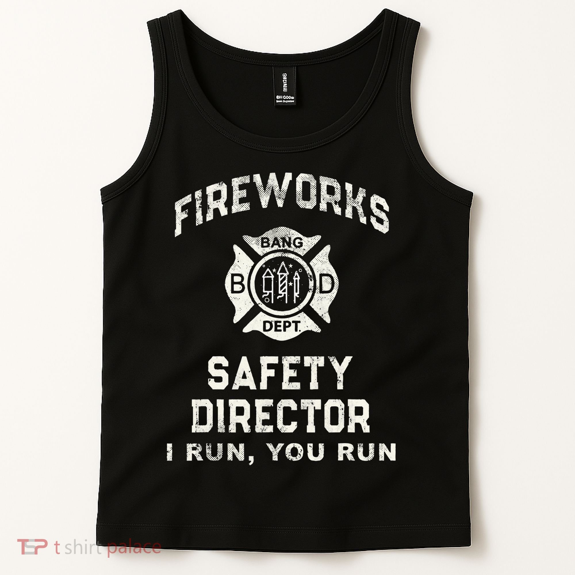 Funny FIREWORKS SAFETY DIRECTOR Firefighter America Red Pyro Tank Top