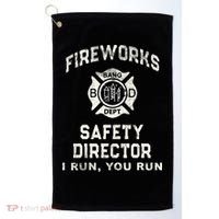 Funny FIREWORKS SAFETY DIRECTOR Firefighter America Red Pyro Golf Towel thumb 0