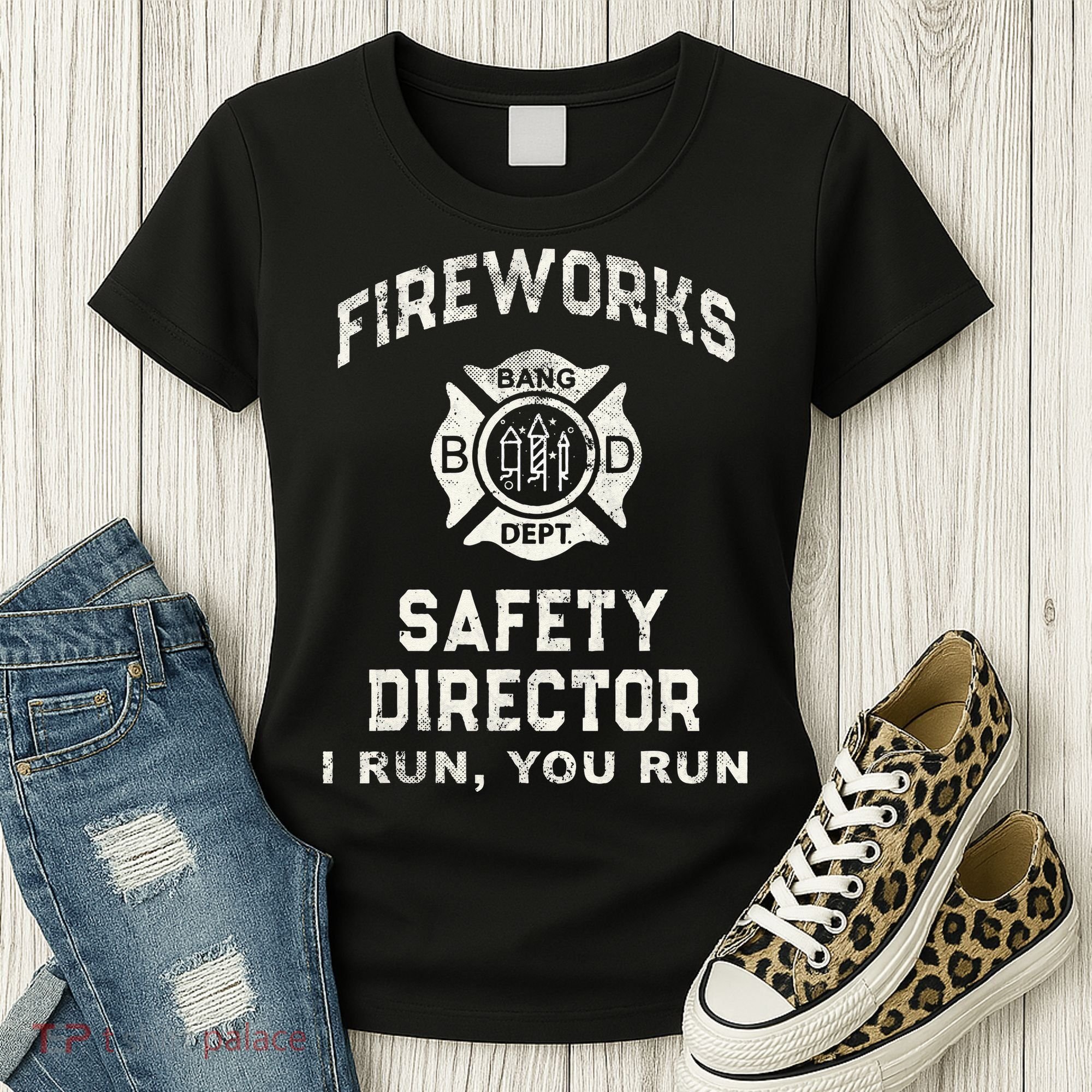 Funny FIREWORKS SAFETY DIRECTOR Firefighter America Red Pyro Women's T-Shirt
