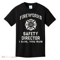Funny FIREWORKS SAFETY DIRECTOR Firefighter America Red Pyro Kids T-Shirt thumb 0