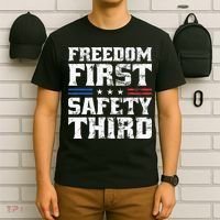 Freedom First Safety Third Fireworks 4th July Patriotic Men T-Shirt thumb 6