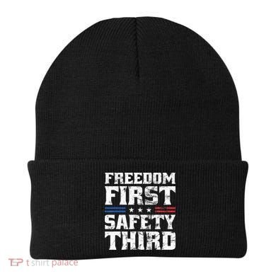 Freedom First Safety Third Fireworks 4th July Patriotic Men Beanie