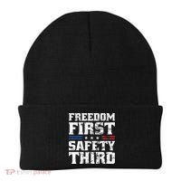 Freedom First Safety Third Fireworks 4th July Patriotic Men Beanie thumb 0