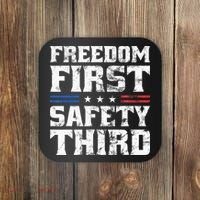 Freedom First Safety Third Fireworks 4th July Patriotic Men Coaster thumb 0