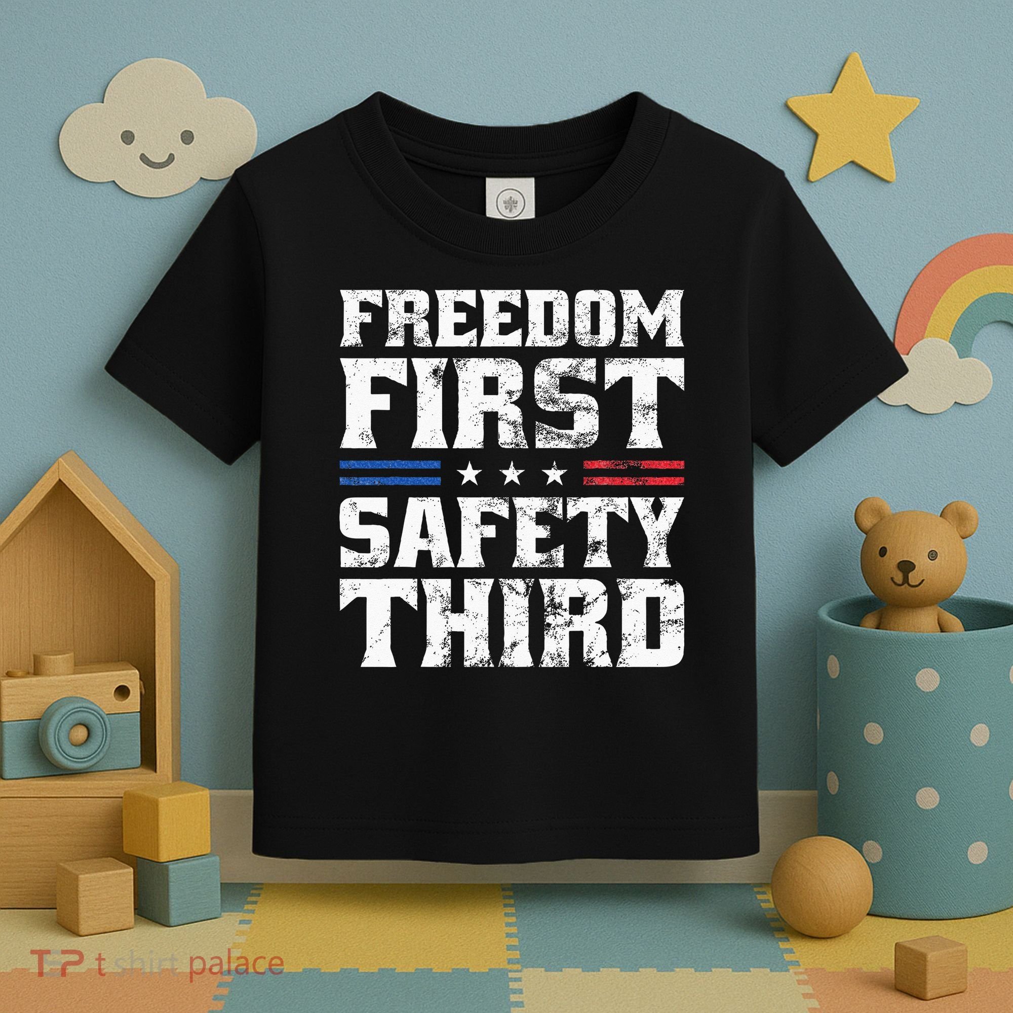 Freedom First Safety Third Fireworks 4th July Patriotic Men Toddler T-Shirt