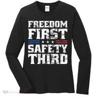 Freedom First Safety Third Fireworks 4th July Patriotic Men Women's Long Sleeve Shirt thumb 0