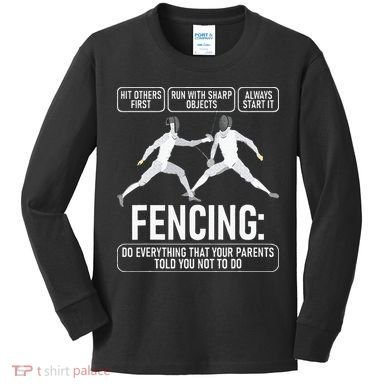 Fencing Fencer Swordsman Swordmanship Sabre Epee Kids Long Sleeve Shirt