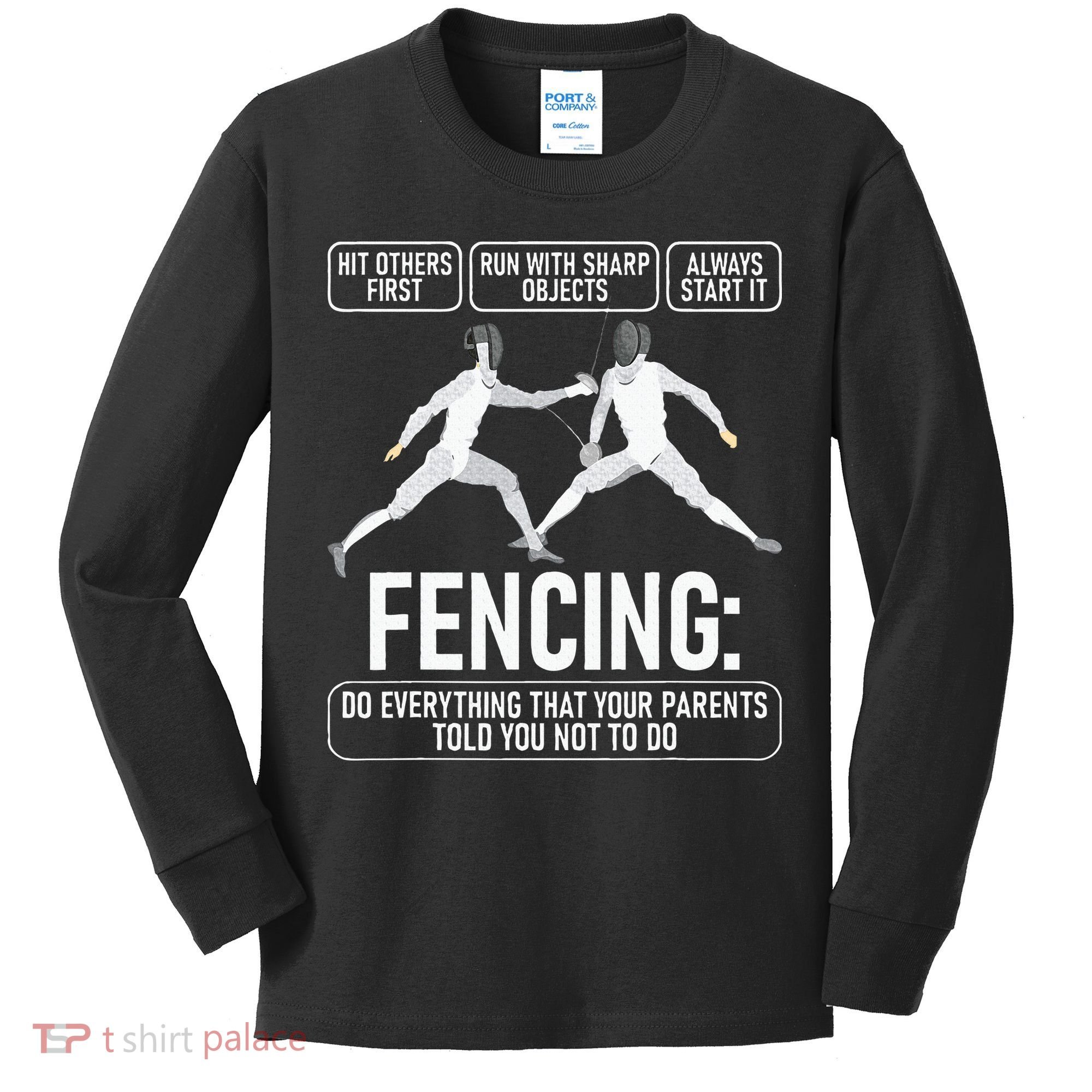 Fencing Fencer Swordsman Swordmanship Sabre Epee Kids Long Sleeve Shirt
