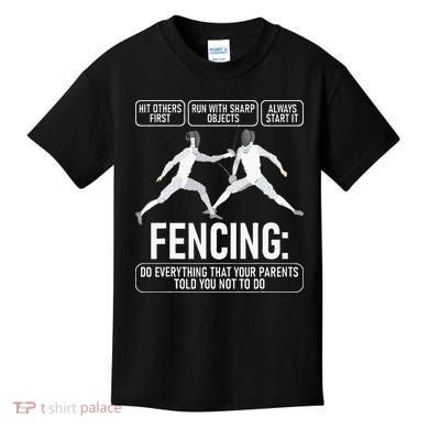 Fencing Fencer Swordsman Swordmanship Sabre Epee Kids T-Shirt