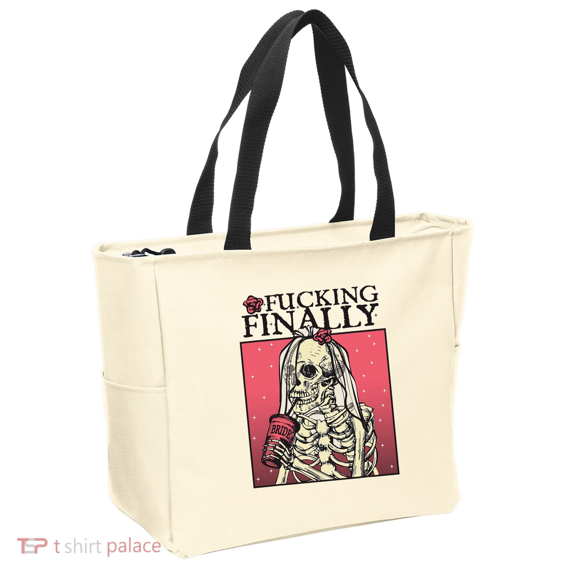 Fucking Finally Sugar Skull Bride Engagement Bride Squad Tote Bag