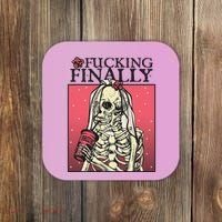 Fucking Finally Sugar Skull Bride Engagement Bride Squad Coaster thumb 0