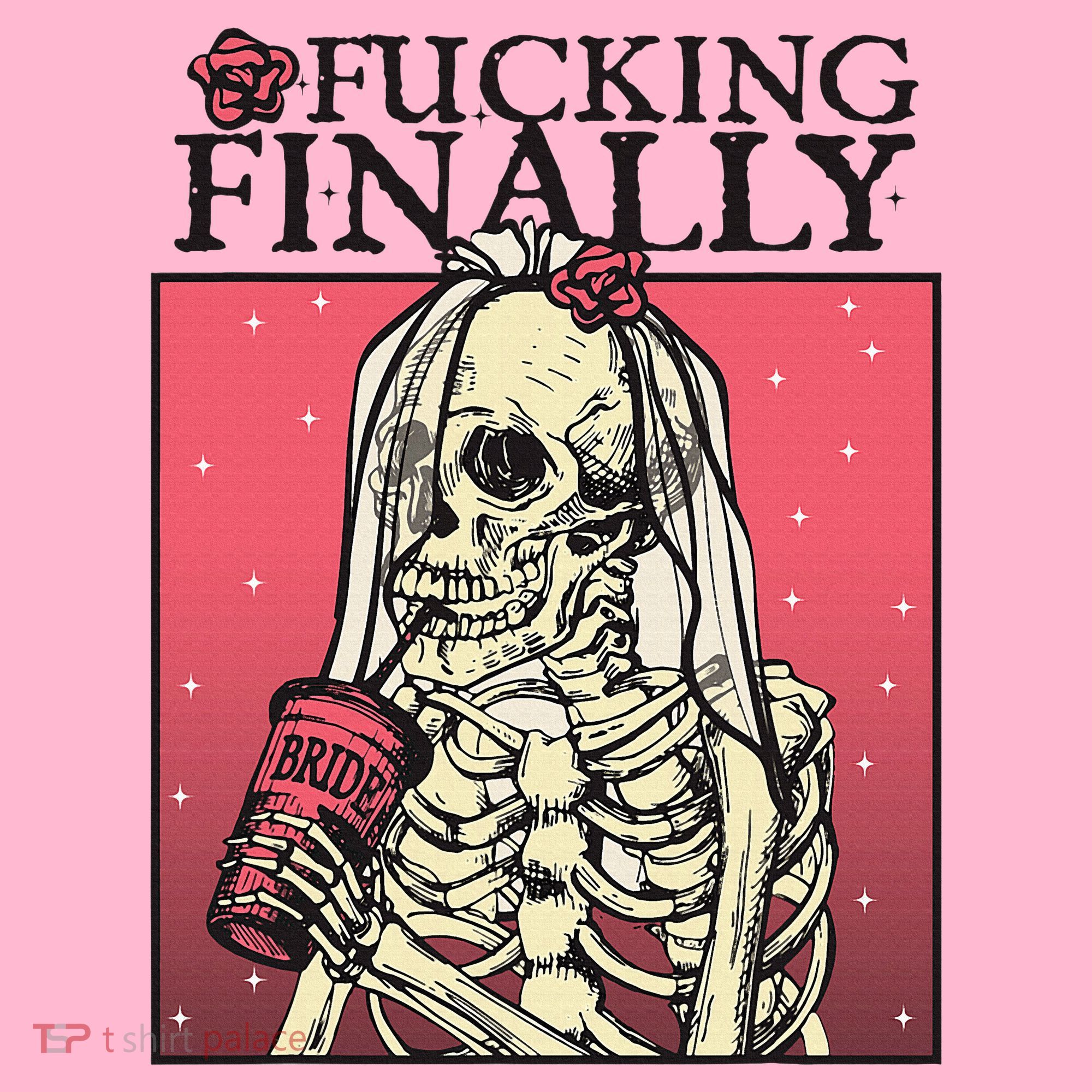 Fucking Finally Sugar Skull Bride Engagement Bride Squad Coaster