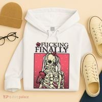 Fucking Finally Sugar Skull Bride Engagement Bride Squad Hoodie thumb 4