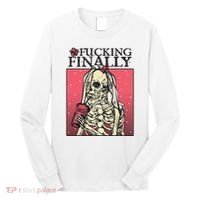 Fucking Finally Sugar Skull Bride Engagement Bride Squad Long Sleeve Shirt thumb 0