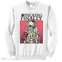 Fucking Finally Sugar Skull Bride Engagement Bride Squad Sweatshirt thumb 0