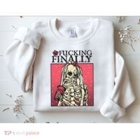 Fucking Finally Sugar Skull Bride Engagement Bride Squad Sweatshirt thumb 2