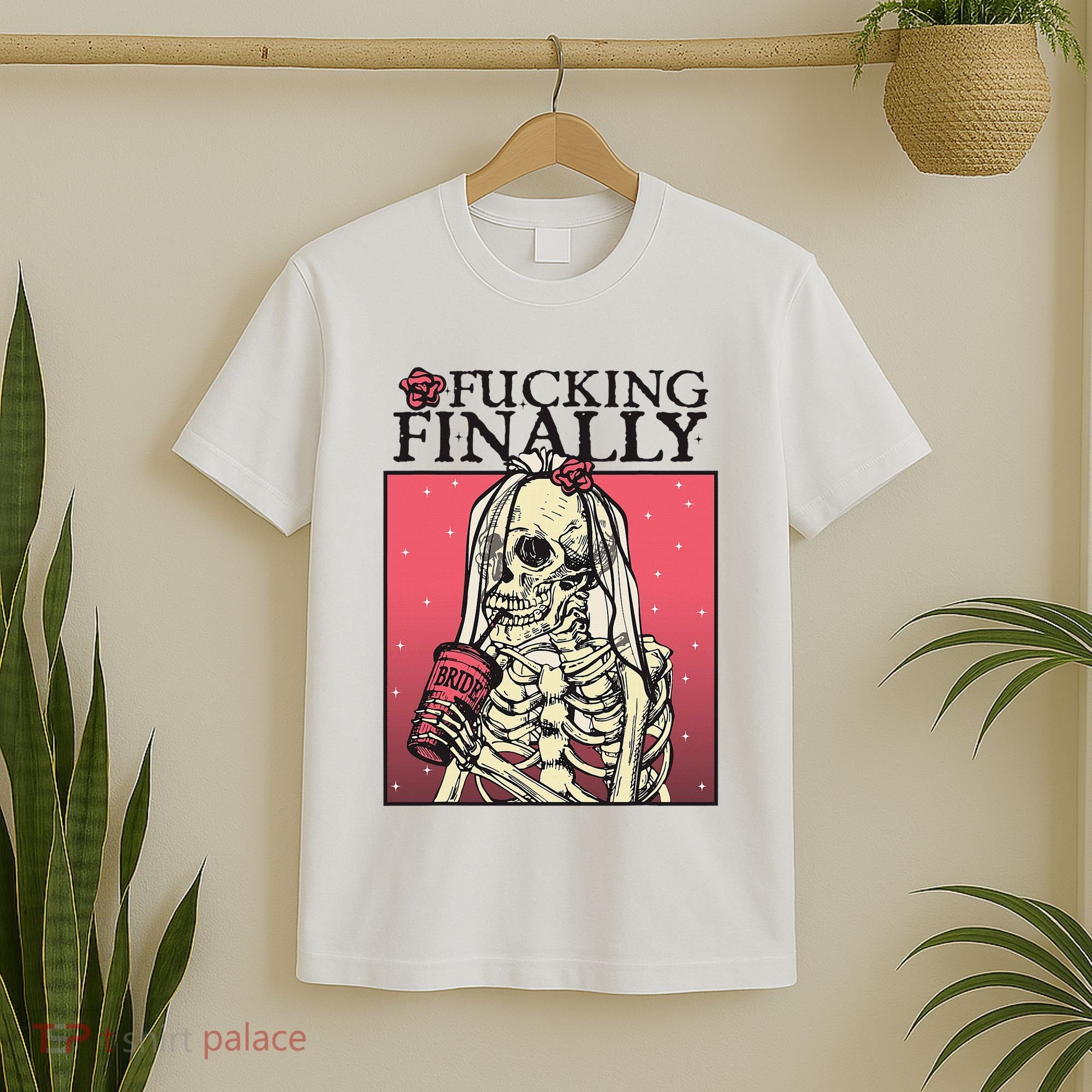 Fucking Finally Sugar Skull Bride Engagement Bride Squad T-Shirt