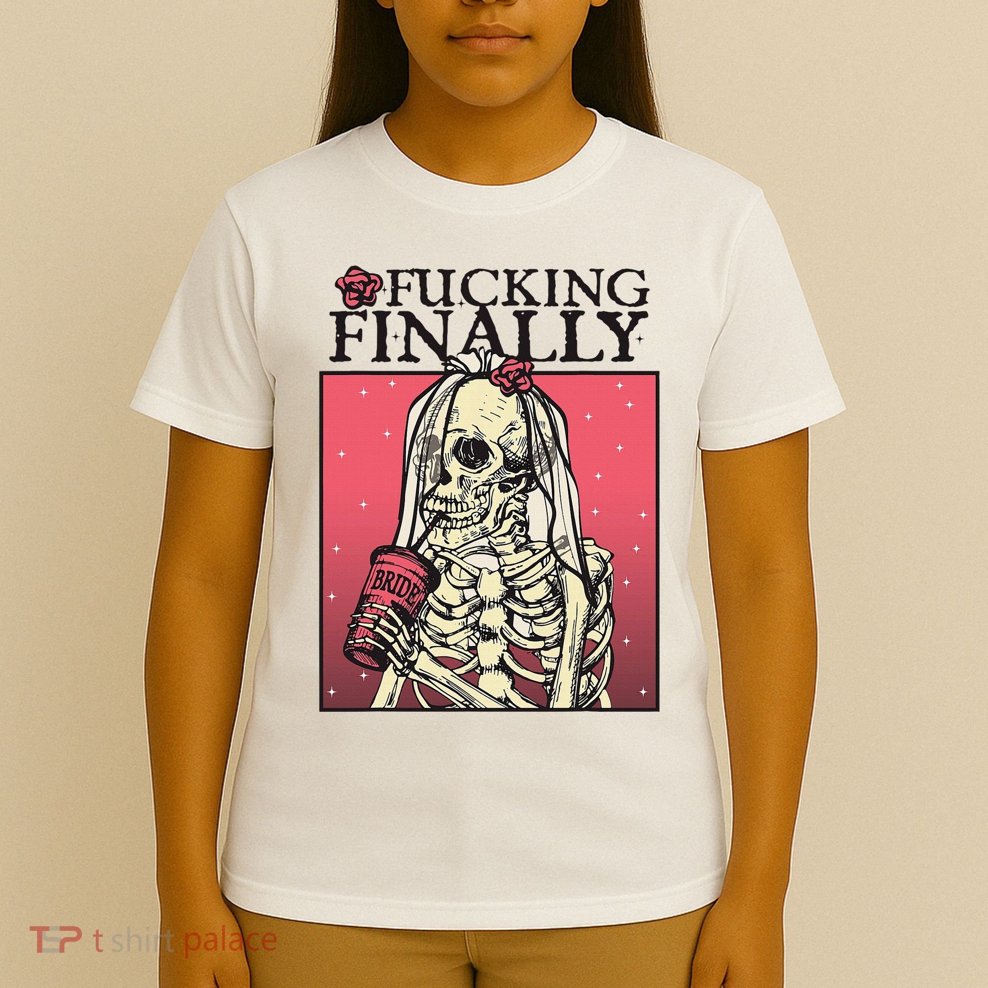 Fucking Finally Sugar Skull Bride Engagement Bride Squad T-Shirt