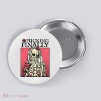 Fucking Finally Sugar Skull Bride Engagement Bride Squad Button thumb 0