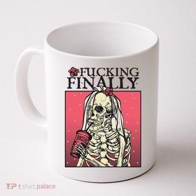 Fucking Finally Sugar Skull Bride Engagement Bride Squad Coffee Mug