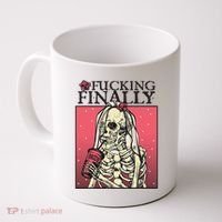 Fucking Finally Sugar Skull Bride Engagement Bride Squad Coffee Mug thumb 0