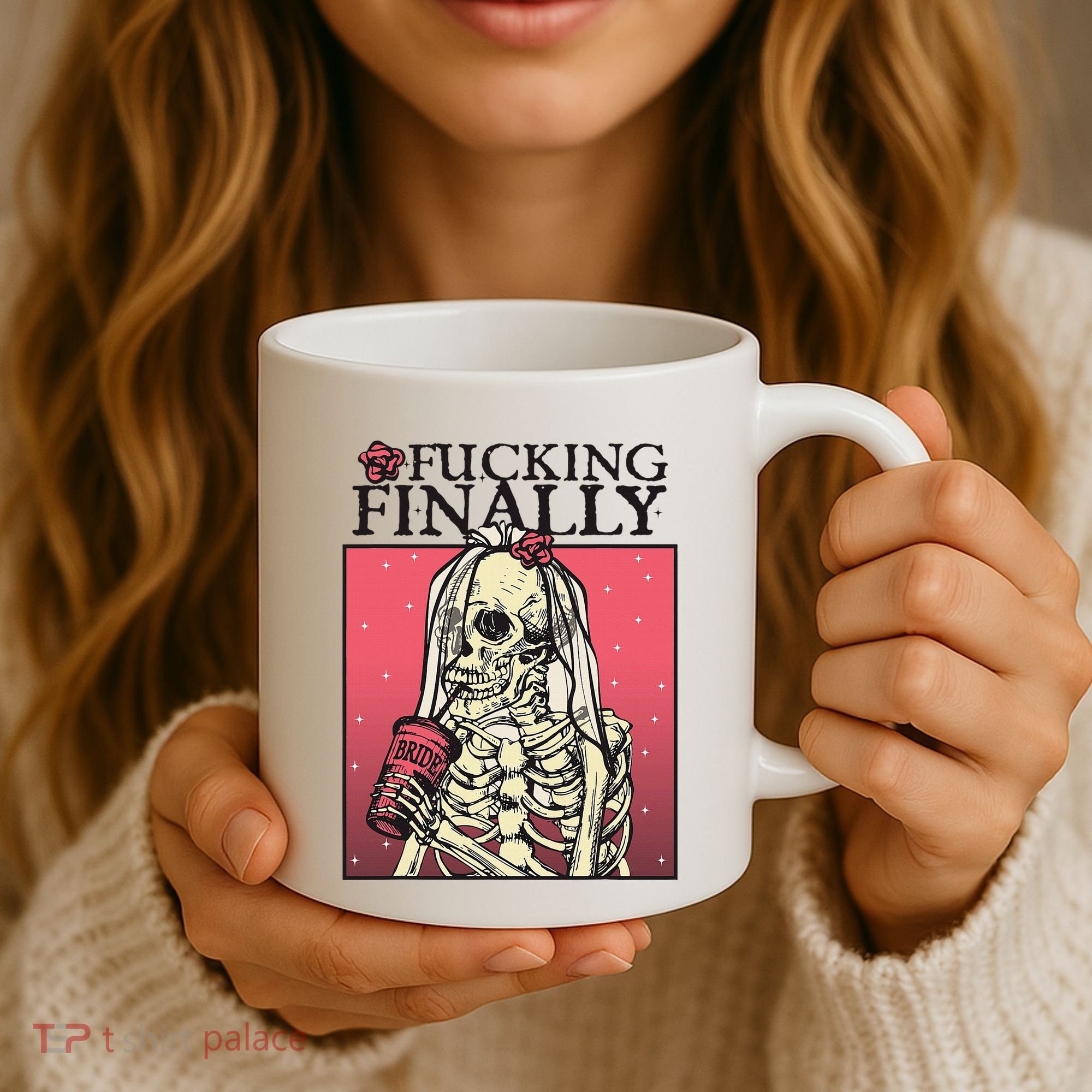 Fucking Finally Sugar Skull Bride Engagement Bride Squad Coffee Mug