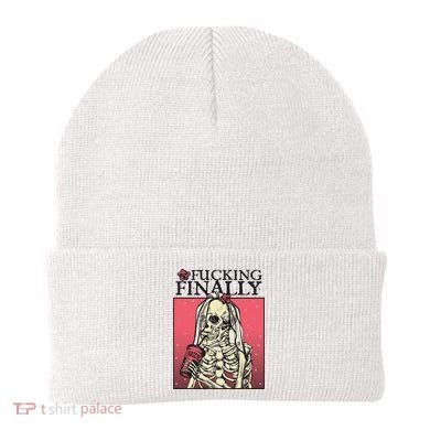 Fucking Finally Sugar Skull Bride Engagement Bride Squad Beanie