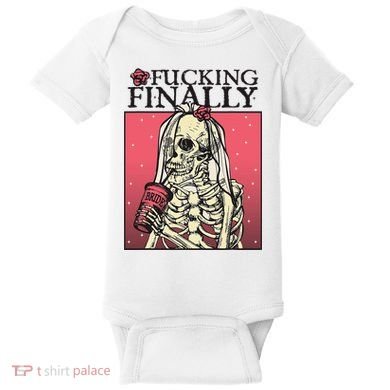 Fucking Finally Sugar Skull Bride Engagement Bride Squad Baby Bodysuit