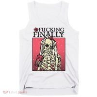 Fucking Finally Sugar Skull Bride Engagement Bride Squad Tank Top thumb 0