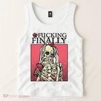 Fucking Finally Sugar Skull Bride Engagement Bride Squad Tank Top thumb 2