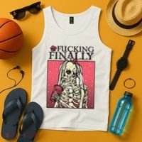 Fucking Finally Sugar Skull Bride Engagement Bride Squad Tank Top thumb 4