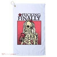 Fucking Finally Sugar Skull Bride Engagement Bride Squad Golf Towel thumb 0