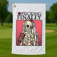 Fucking Finally Sugar Skull Bride Engagement Bride Squad Golf Towel thumb 1