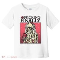 Fucking Finally Sugar Skull Bride Engagement Bride Squad Toddler T-Shirt thumb 0
