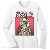 Fucking Finally Sugar Skull Bride Engagement Bride Squad Women's Long Sleeve Shirt thumb 0