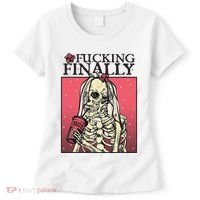Fucking Finally Sugar Skull Bride Engagement Bride Squad Women's T-Shirt thumb 0