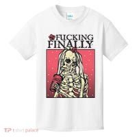 Fucking Finally Sugar Skull Bride Engagement Bride Squad Kids T-Shirt thumb 0