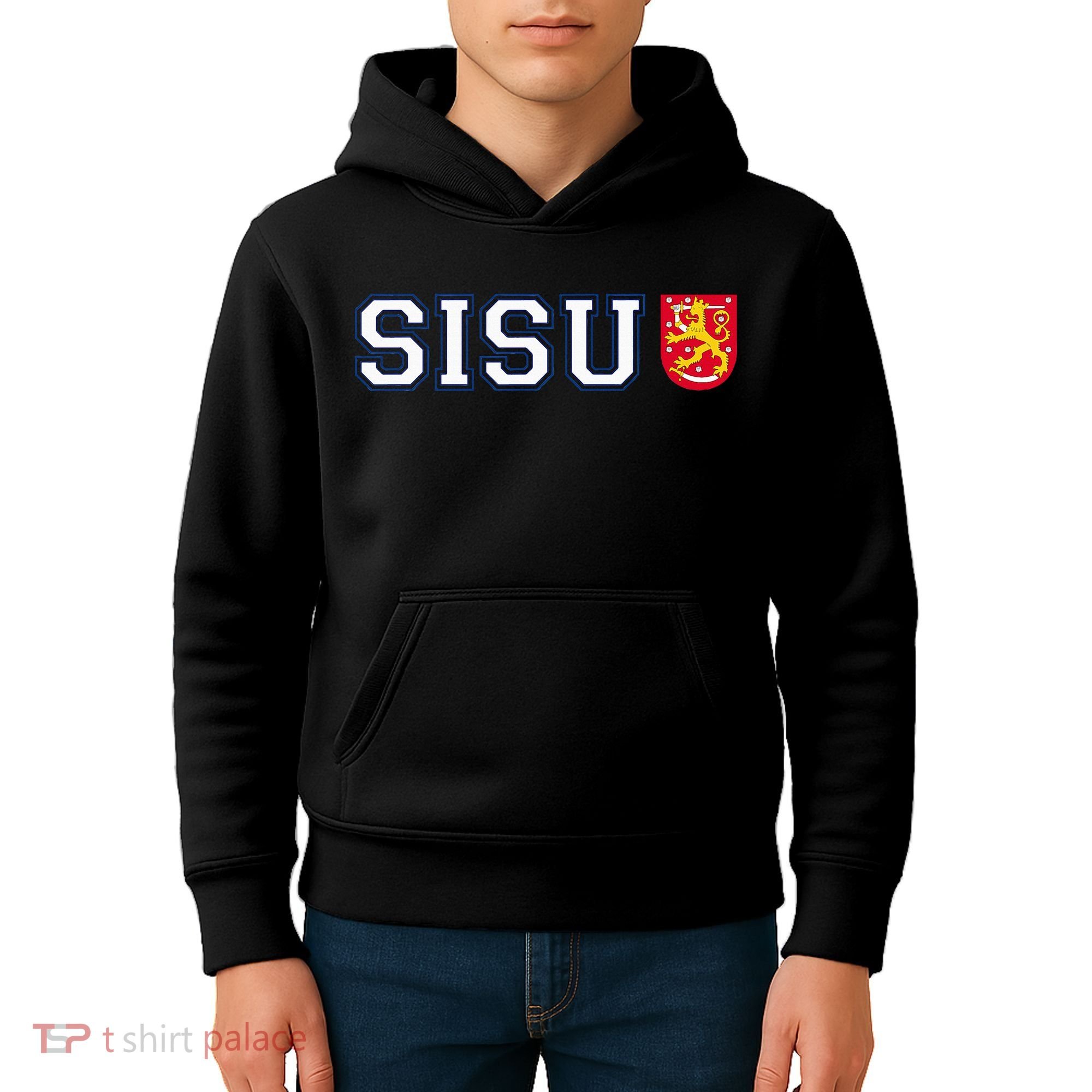 Finland Finnish Sisu Flag Crest Kids Hoodie