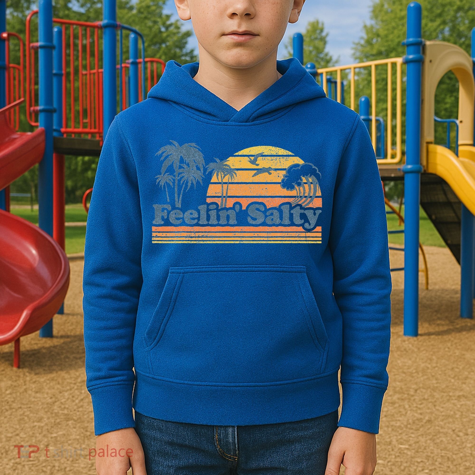 Funny Feelin Salty Beach Summer Vacation Kids Hoodie